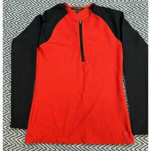 Lauren Ralph Lauren Women's Small Red Black Performance Long-Sleeve 1/4 Zip Pull